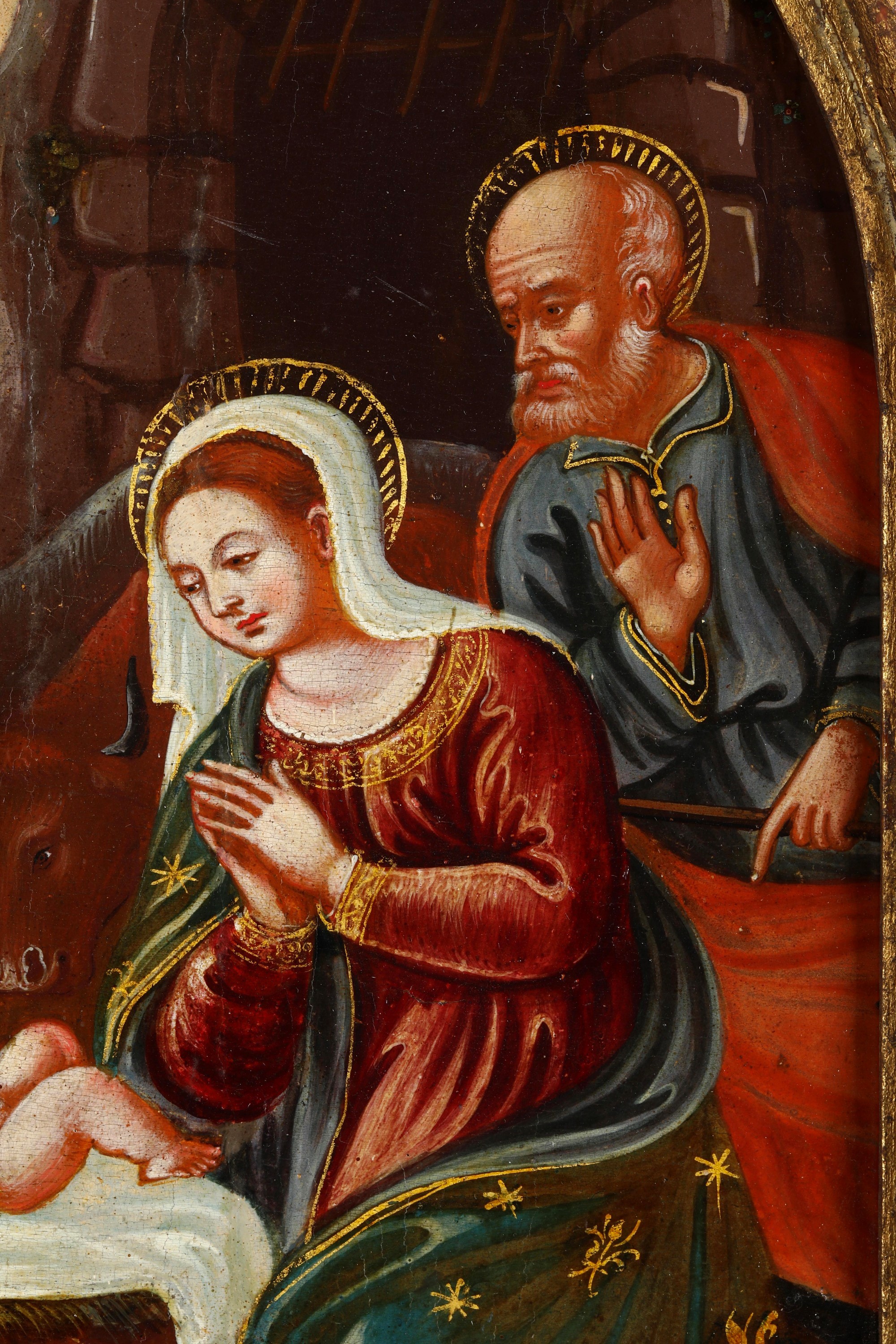 Scuola veneto-cretese del XVII secolo, Adorazione dei pastori, olio su tavoletta