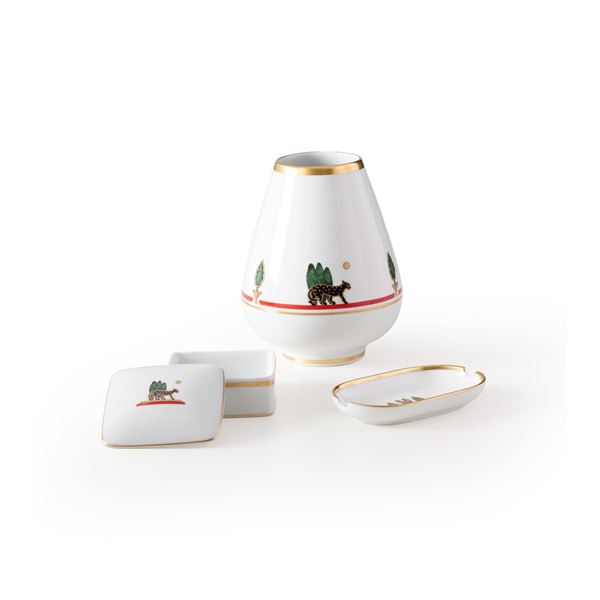 Vaso, posacenere e scatolina.<BR>Francia, Maison Cartier, XX secolo.
