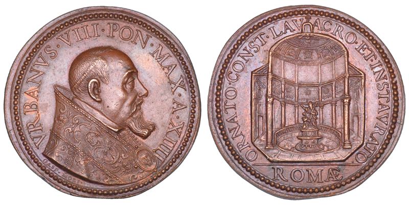 STATO PONTIFICIO. URBANO VIII (Maffeo Barberini), 1623-1644. Medaglia annuale in bronzo 1637/A. XIV. Il battistero Costantiniano nella basilica Lateranense.  - Asta Numismatica - Cambi Casa d'Aste