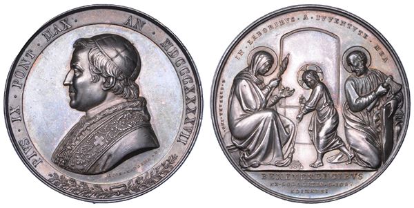 STATO PONTIFICIO. PIO IX (Giovanni Maria Mastai Ferretti), 1846-1878. Medaglia in argento 1847. Confraternita di San Giuseppe.