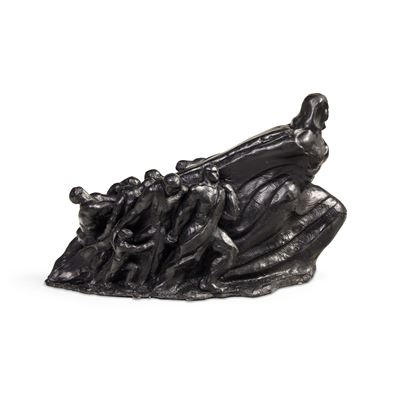 Senza titolo (Sfinge e lavoratori), gesso patinato, Italia 1930
