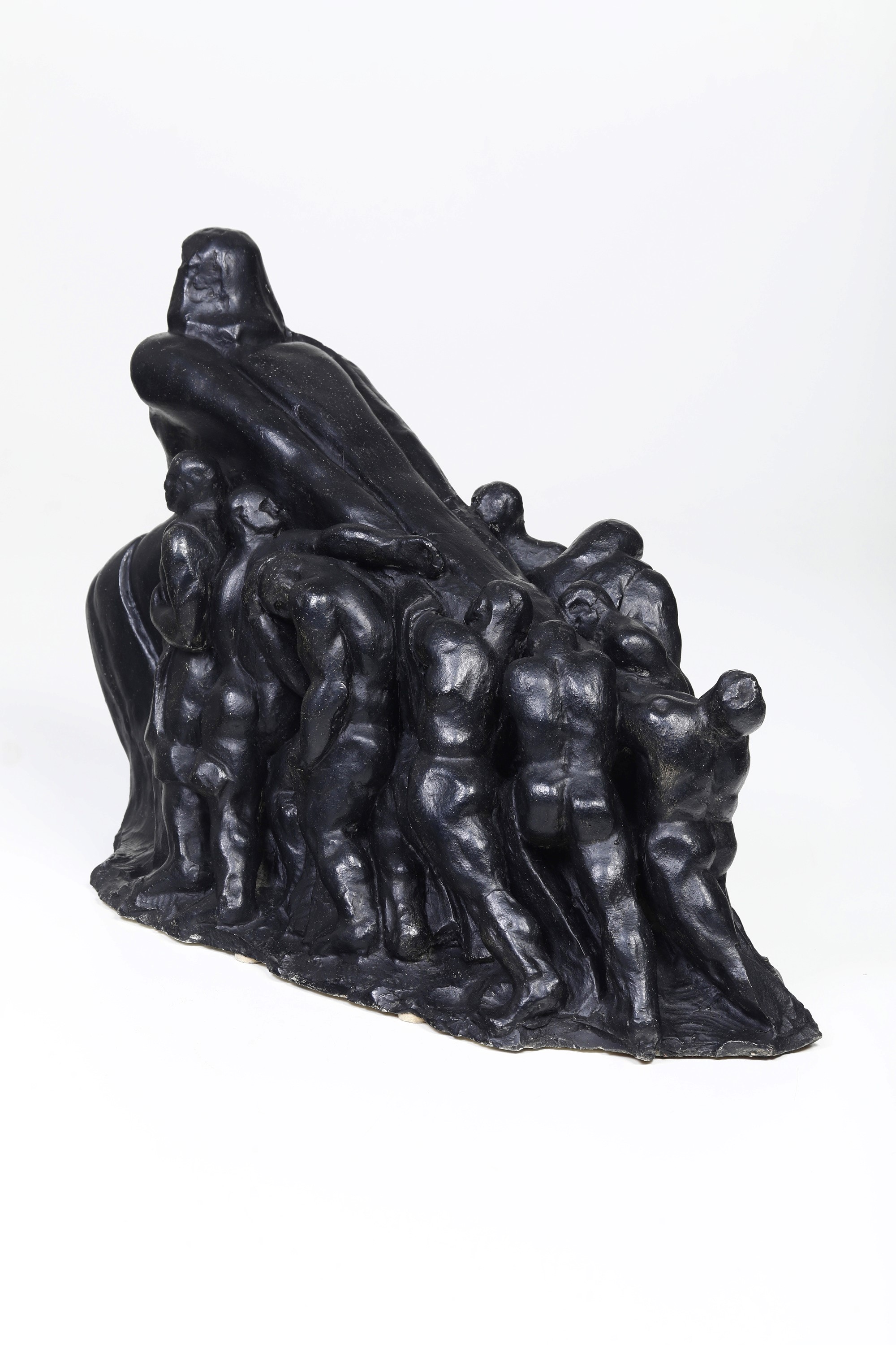 Fernando Spiridigliozzi - Senza titolo (Sfinge e lavoratori), gesso patinato, Italia 1930