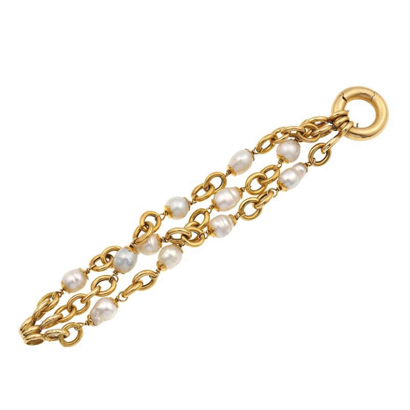 Baroque pearl and gold bracelet  - Auction Fine Jewellery - Cambi Casa d'Aste