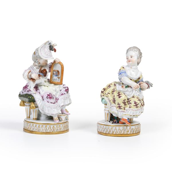 Coppia di figurine. Meissen, XX secolo. Modello di Acier della fine del XVIII secolo.