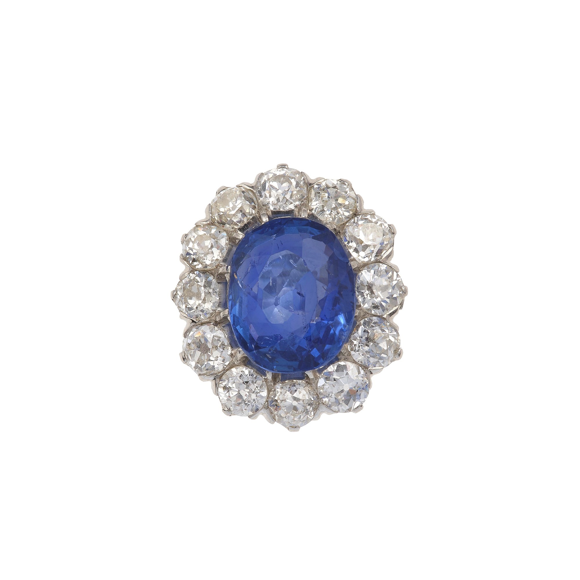 Anello con Zaffiro Sri Lanka di Ct 9.37, Nessuna Indicazione di Riscaldamento, e Diamanti