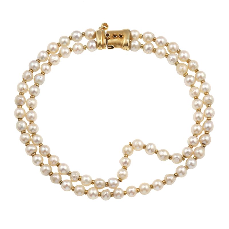 Misani. Girocollo a due fili di perle coltivate  - Asta Fine Jewellery - Cambi Casa d'Aste
