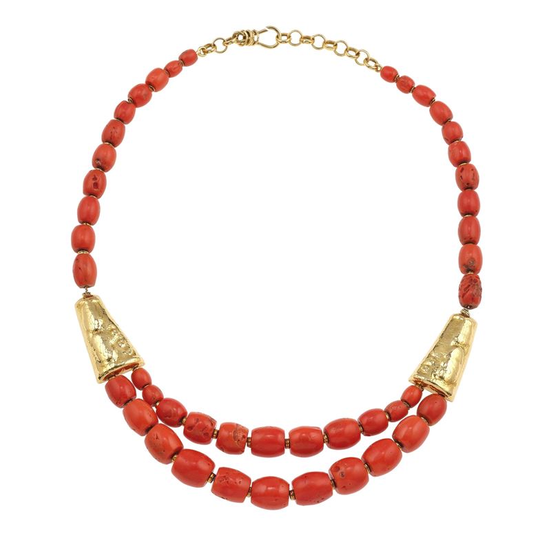 Coral and gold necklace. Signed Misani  - Auction Fine Jewellery - Cambi Casa d'Aste