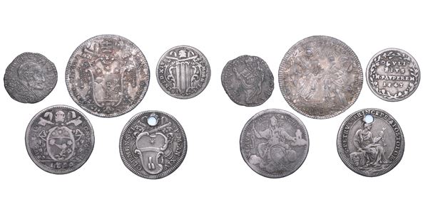 STATO PONTIFICIO. Lotto di cinque monete.