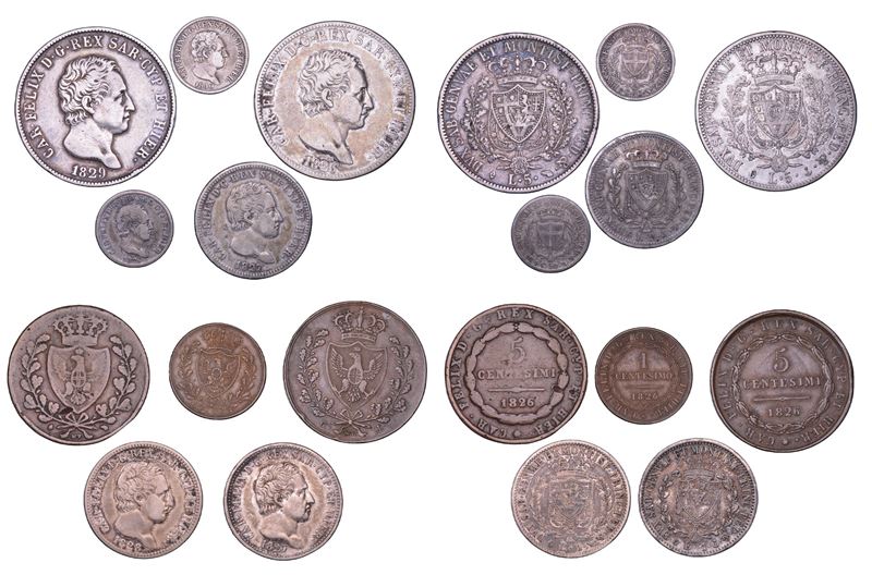 REGNO DI SARDEGNA. CARLO FELICE DI SAVOIA, 1821-1831. Lotto di dieci monete.  - Auction Numismatics - Cambi Casa d'Aste