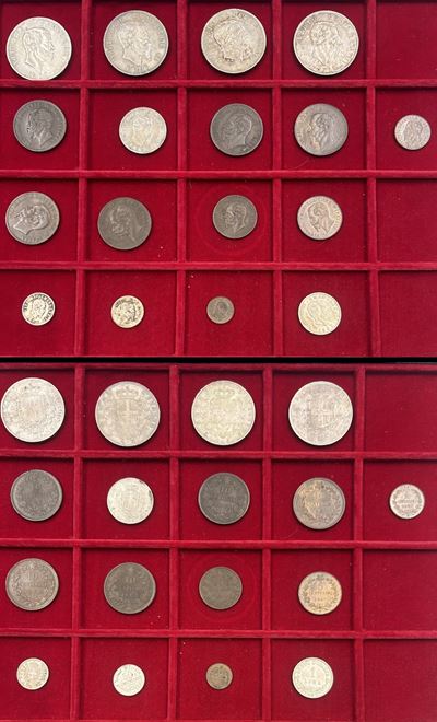 Regno d'Italia, Lotto di diciassette monete coniate durante il regno di Vittorio Emanuele II (186...