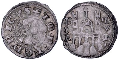 Bergamo, Comune, a nome di Federico II, Denaro planeto, 1270-1282