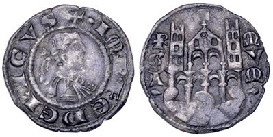 BERGAMO. Comune, a nome di Federico II, 1194-1250. Denaro planeto, anni 1270-1282