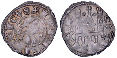 Comune di Bergamo, Denaro planeto, anni 1270-1282, attribuito a Federico II