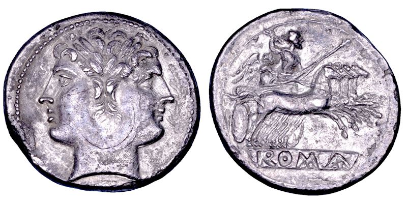 PERIODO ROMANO CAMPANO. Quadrigato, 225-214 a.C. Roma.  - Asta Numismatica - Cambi Casa d'Aste