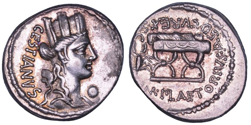 PLAETORIA. M. Plaetorius M.F. Cestianus, 67 a.C. Denario.  - Auction Numismatics - Cambi Casa d'Aste
