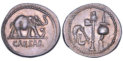 C. GIULIO CESARE, Denario, anni 49-48 a.C.