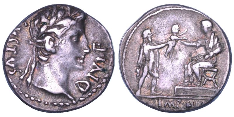 OTTAVIANO AUGUSTO, 27 a.C. - 14 d.C. Denario, 8 a.C. Lugdunum.  - Asta Numismatica - Cambi Casa d'Aste