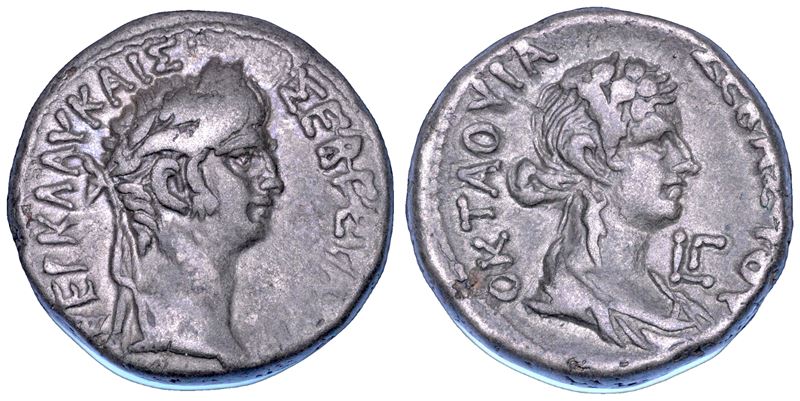 NERONE E OTTAVIA, 54-68.  Tetradracma, 56-57. Alessandria d'Egitto.  - Asta Numismatica - Cambi Casa d'Aste