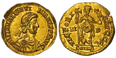 Valentiniano III, Solido, Mediolanum, 425-455 d.C.