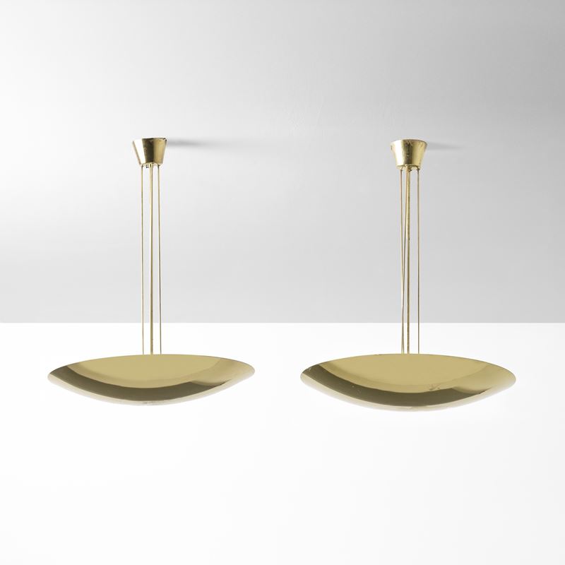 Julius Theodor Kalmar : Due lampade a sospensione mod. Uplight  - Asta Arredi del XX secolo - Cambi Casa d'Aste