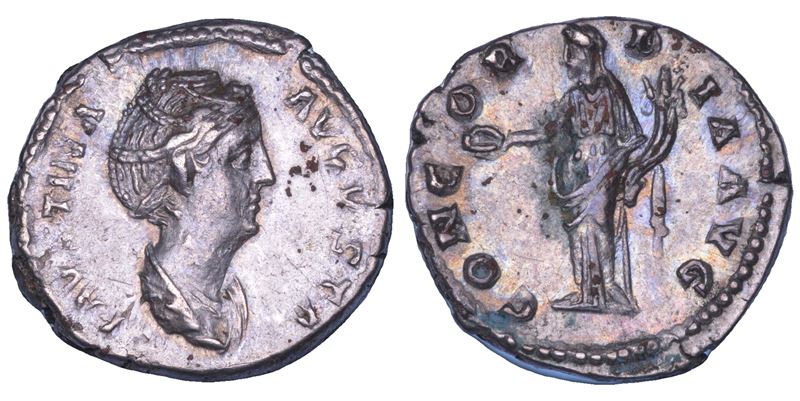 FAUSTINA I (moglie di Antonino Pio), + 140-141. Denario, Roma anni 139-141 (coniato sotto Antonino Pio).  - Auction Numismatics - Cambi Casa d'Aste