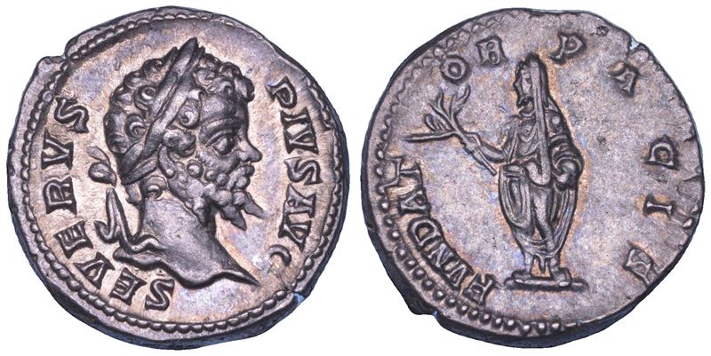 SETTIMIO SEVERO, 193–211. Denario. Roma, anno 201.  - Auction Numismatics - Cambi Casa d'Aste