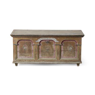 Cassapanca in legno dipinto, Tirolo (1884)