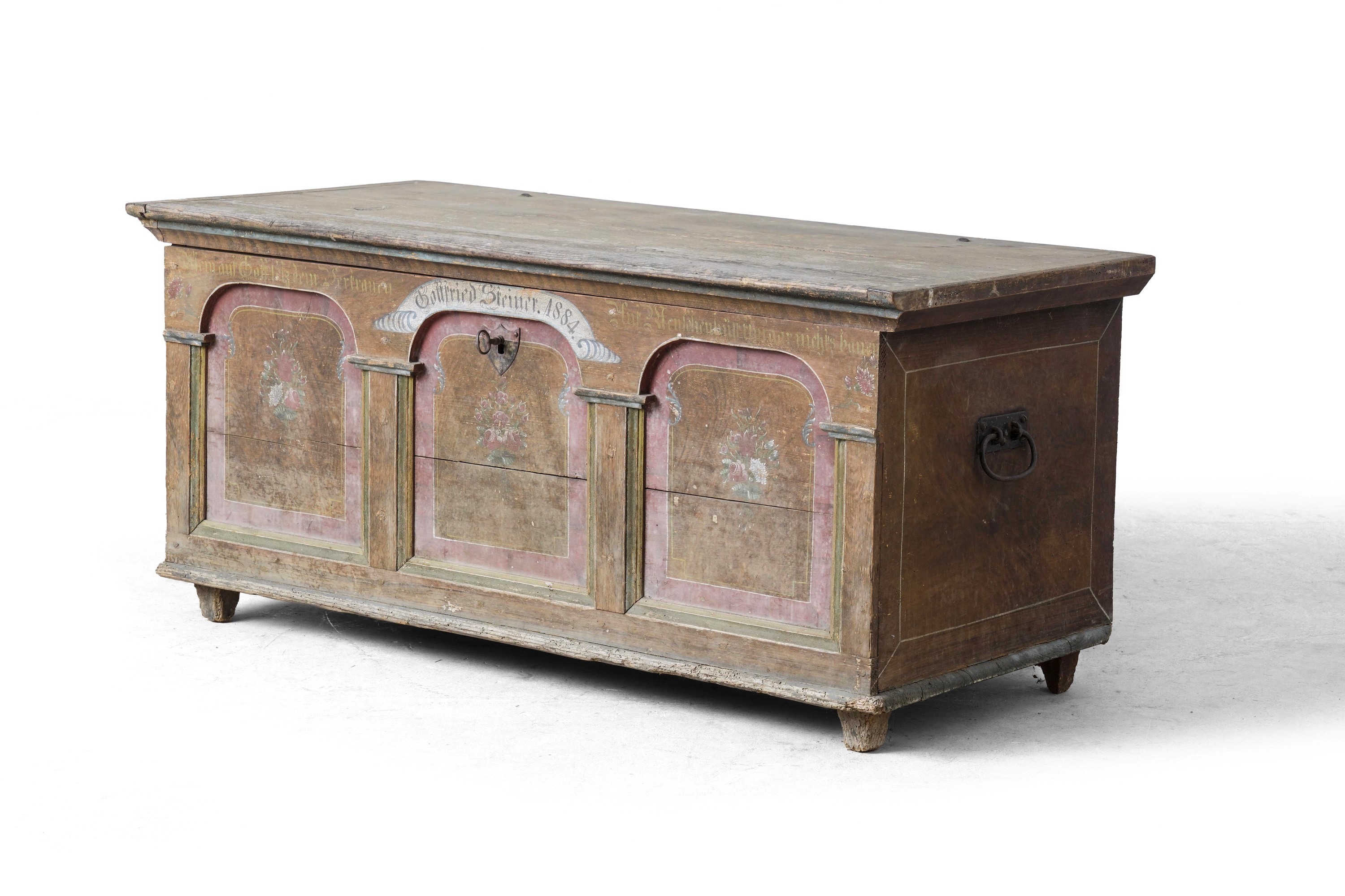 Cassapanca in legno dipinto, Tirolo (1884)