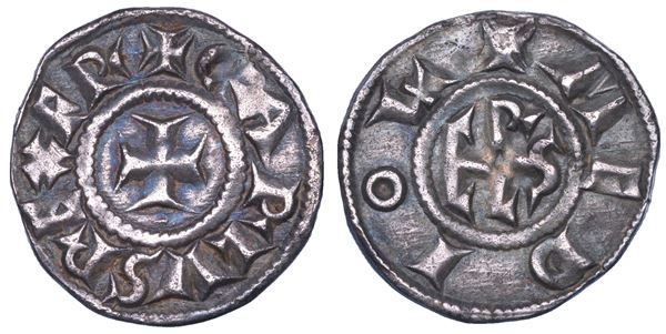 MILANO. CARLO MAGNO Re dei Franchi, Re dei Longobardi, Imperatore e re d'Italia, 774-814. Denaro.