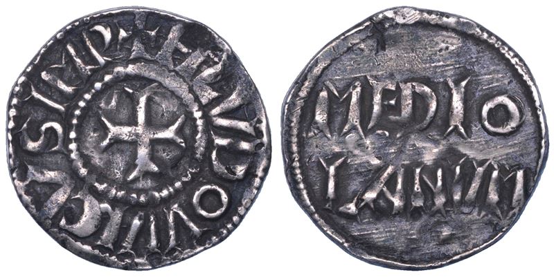 MILANO LUDOVICO I IL PIO, Imperatore e re d'Italia 814-840. Denaro.  - Auction Numismatics - Cambi Casa d'Aste