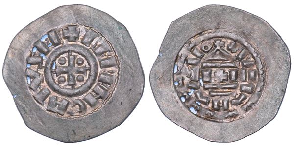 ZECCA INCERTA. BERENGARIO I DEL FRIULI, Imperatore e re d'Italia, 898-900. Denaro scodellato.