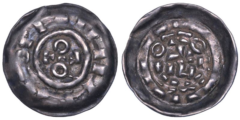 MILANO. OTTONE I E OTTONE II DI SASSONIA, Imperatori e re d'Italia, 962-973. Denaro scodellato.  - Asta Numismatica - Cambi Casa d'Aste