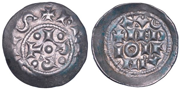 MILANO. ETA' COMUNALE. MONETE A NOME DI FEDERICO IMPERATORE, metà sec. XII - inizio sec. XIV. Denaro imperiale scodellato. Coniazioni di emergenza a Nosedo, anni 1162-1167.