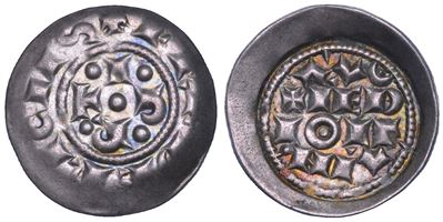 Monete a nome di Federico Imperatore, Denaro imperiale scodellato, metà sec. XII - inizio sec. XI...