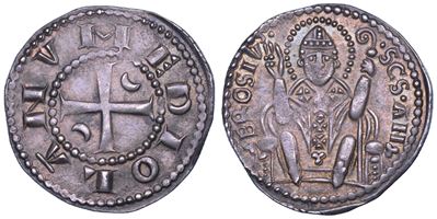 Moneta senza il nome dell’Imperatore, Ambrosino d’argento, metà XIII - inizio XIV secolo