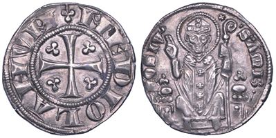 Moneta milanese senza nome dell'imperatore, Ambrosino piccolo d'argento, metà XIII - inizio XIV s...
