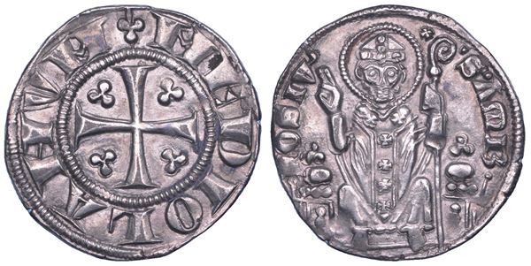 MILANO. ETA' COMUNALE, MONETE SENZA IL NOME DELL’IMPERATORE, metà XIII - inizio XIV sec. Ambrosino piccolo d’argento.