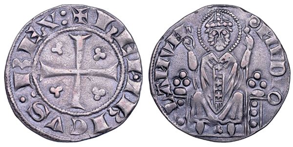 MILANO. ENRICO VII DI LUSSEMBURGO. Re d’Italia, 1310-1311. Ambrosino grosso (con piccolo trifoglio ai piedi del Santo).