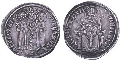 LUDOVICO IL BAVARO, Grosso d'argento, emissioni con REX, Milano, 1327