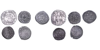 Azzone Visconti, Lotto di cinque monete, Soldo e Denari, 1329-1349