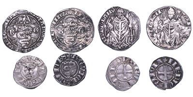Bernabò e Galeazzo II Visconti, Lotto di quattro monete, 1354-1378