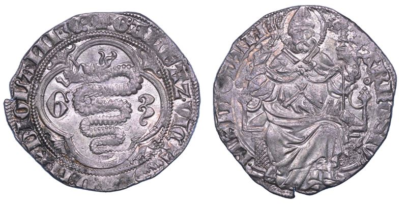 MILANO. GIAN GALEAZZO VISCONTI Secondo periodo, Duca di Milano, 1395-1402. Grosso o pegione.  - Auction Numismatics - Cambi Casa d'Aste