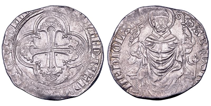 MILANO. GIAN GALEAZZO VISCONTI Secondo periodo, Duca di Milano, 1395-1402. Grosso o pegione.  - Auction Numismatics - Cambi Casa d'Aste