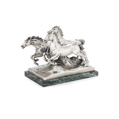 Ottaviani, Cavalli, scultura rivestita in argento su base in marmo