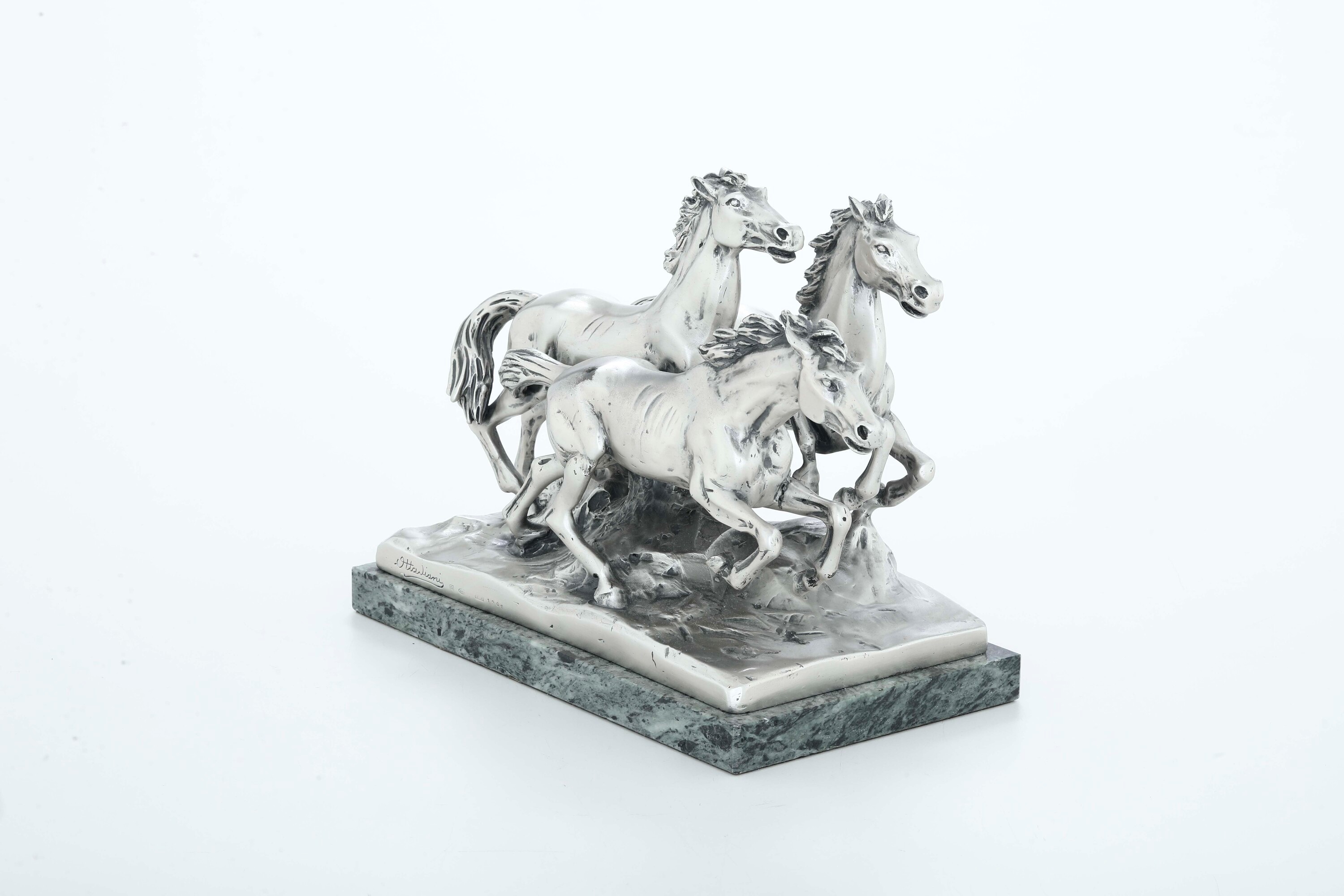 Ottaviani, Cavalli, scultura rivestita in argento su base in marmo