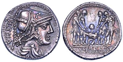Denario di C. Paapius, BELLUM SOCIALE, Campania, circa 90 a.C.