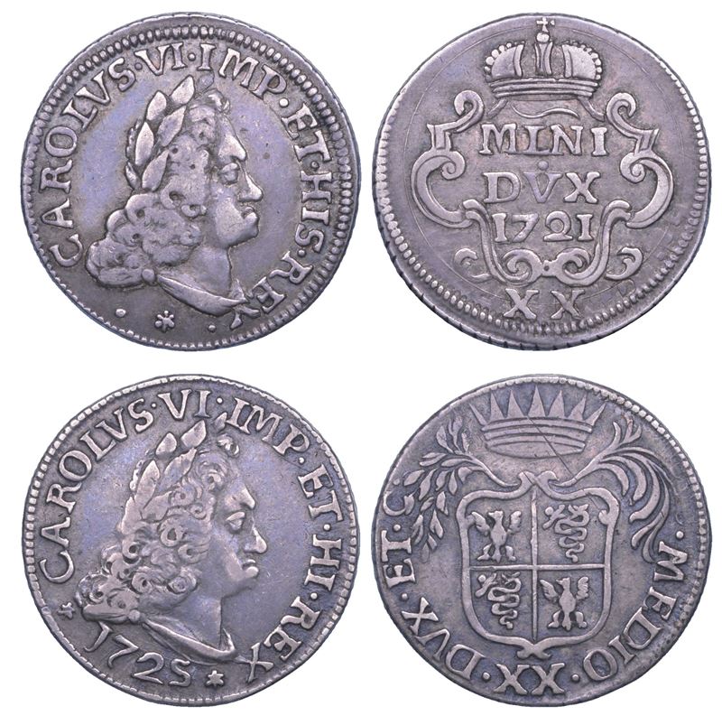 MILANO. CARLO VI (già III), 1711-1740 (II periodo: Imperatore e Duca di Milano). Lotto di due monete.  - Asta Numismatica - Cambi Casa d'Aste