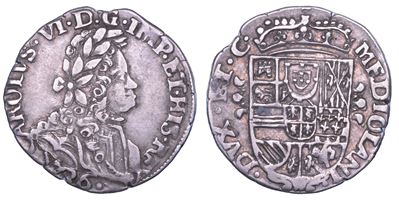 Carlo VI, Ottavo di Filippo, 1736, Busto laureato e corazzato