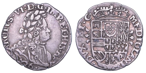 MILANO. CARLO VI (già III), 1711-1740 (II periodo: Imperatore e Duca di Milano). Ottavo di Filippo 1736.