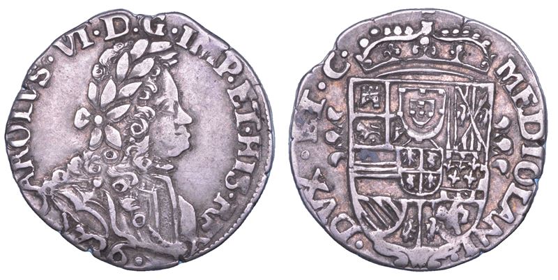 MILANO. CARLO VI (già III), 1711-1740 (II periodo: Imperatore e Duca di Milano). Ottavo di Filippo 1736.  - Asta Numismatica - Cambi Casa d'Aste